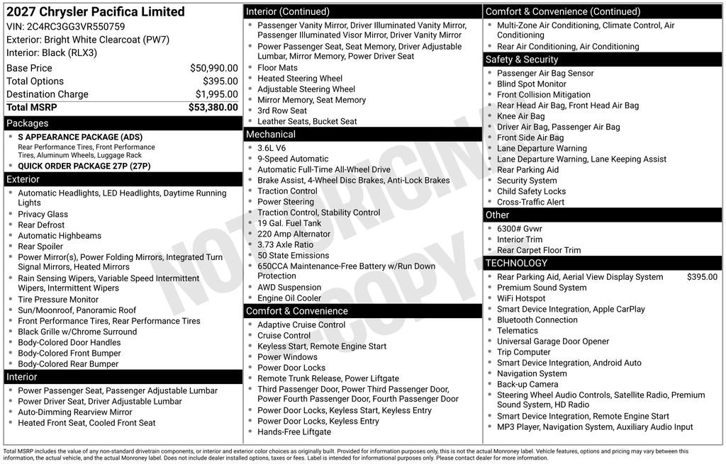 New 2027 Chrysler Pacifica Limited AWD/4WD image 7