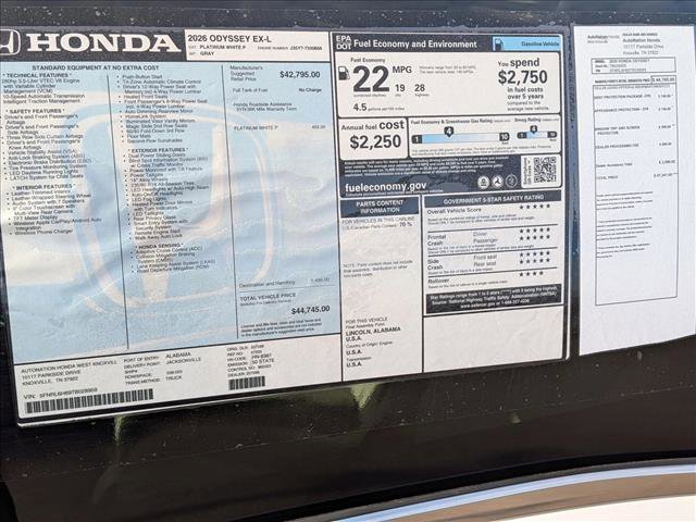 New 2026 Honda Odyssey EX-L image 17