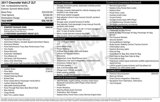 Used 2017 Chevrolet Volt LT w/ Comfort Package image 7