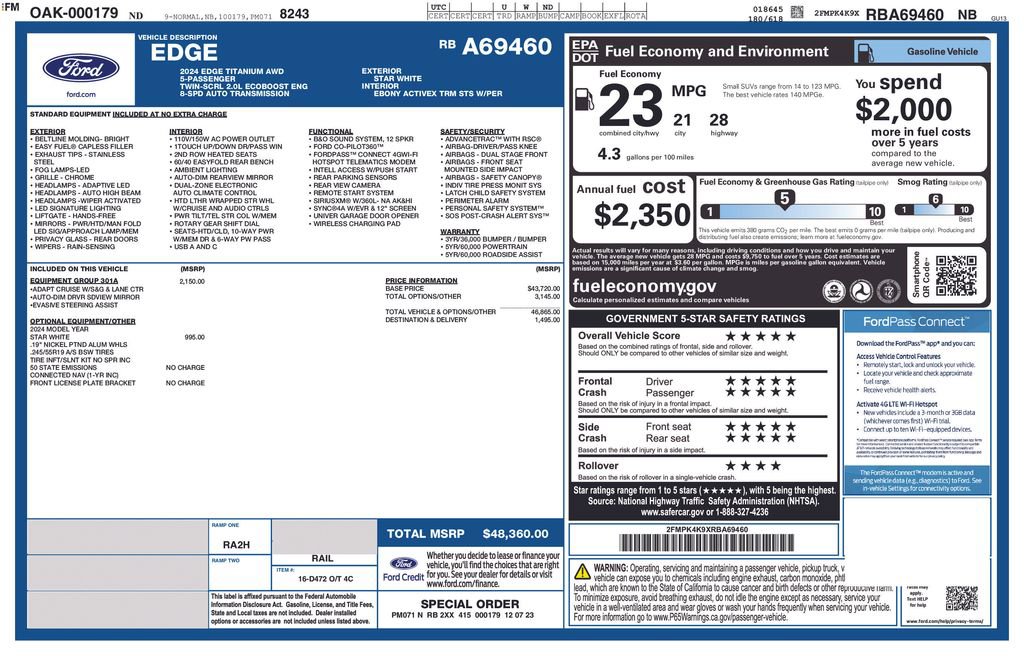 Used 2024 Ford Edge Titanium w/ Equipment Group 301A AWD/4WD image 40