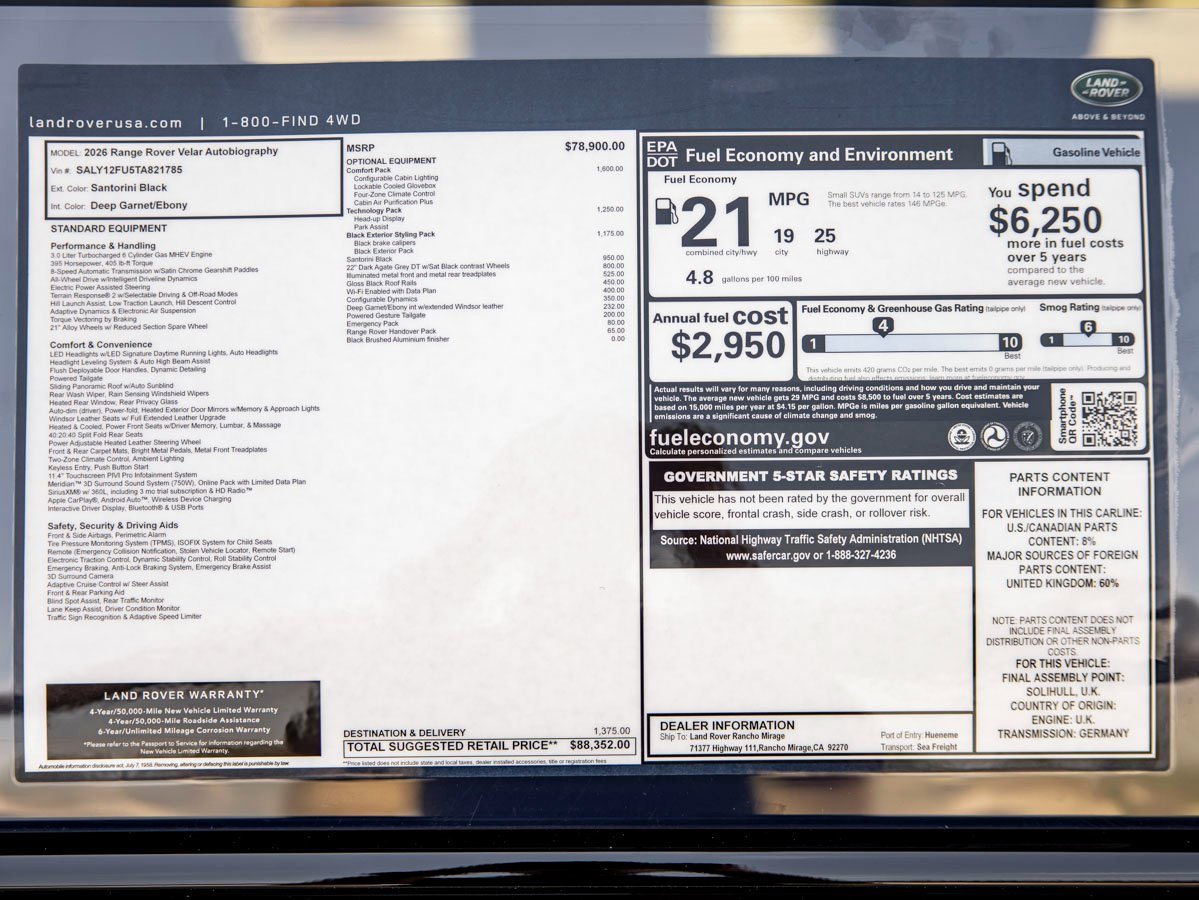 New 2026 Land Rover Range Rover Velar Autobiography image 32