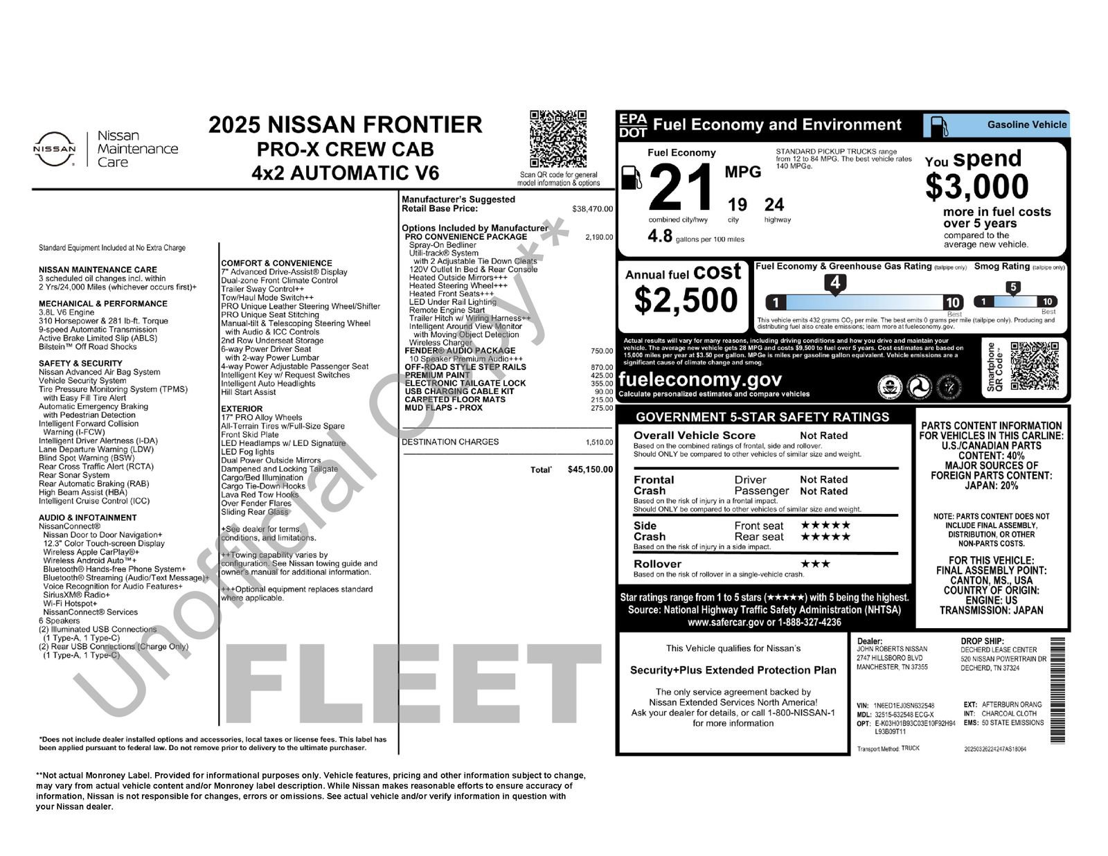 Used 2025 Nissan Frontier Pro-X w/ Pro Convenience Package RWD image 38
