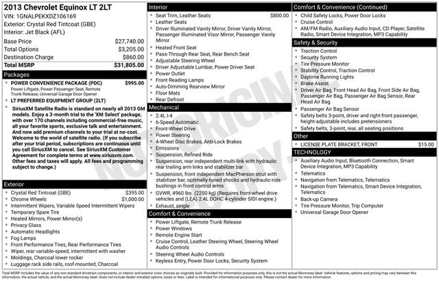Used 2013 Chevrolet Equinox LT w/ Power Convenience Package FWD image 11