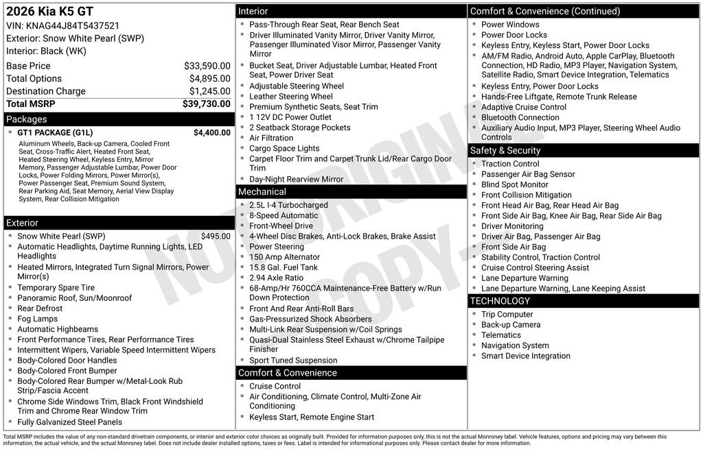 New 2026 Kia K5 GT w/ GT1 Package image 2