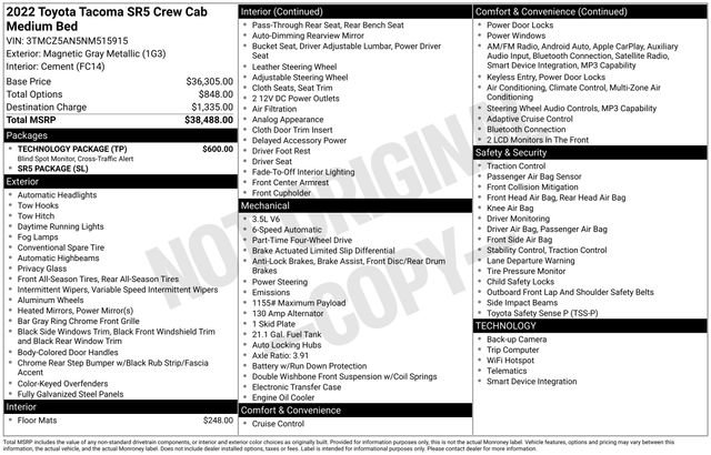 Certified 2022 Toyota Tacoma SR5 w/ Technology Package image 33