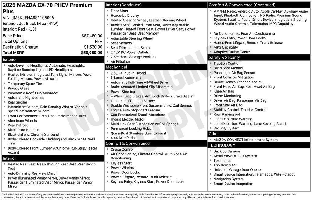 Used 2025 MAZDA CX-70 Plug-In Hybrid w/ Premium Plus image 3