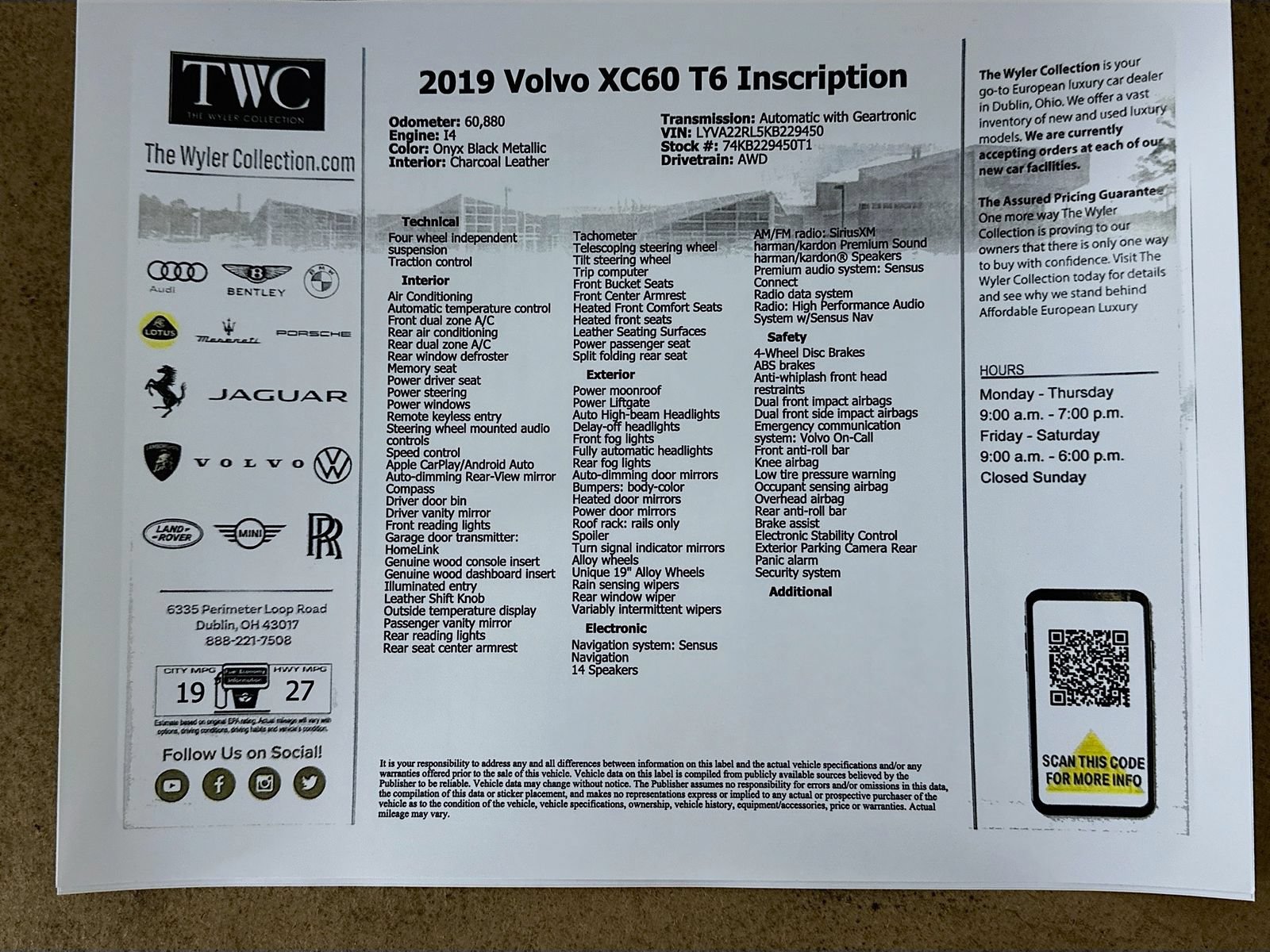 Used 2019 Volvo XC60 T6 Inscription w/ Protection Package Premier AWD/4WD image 47