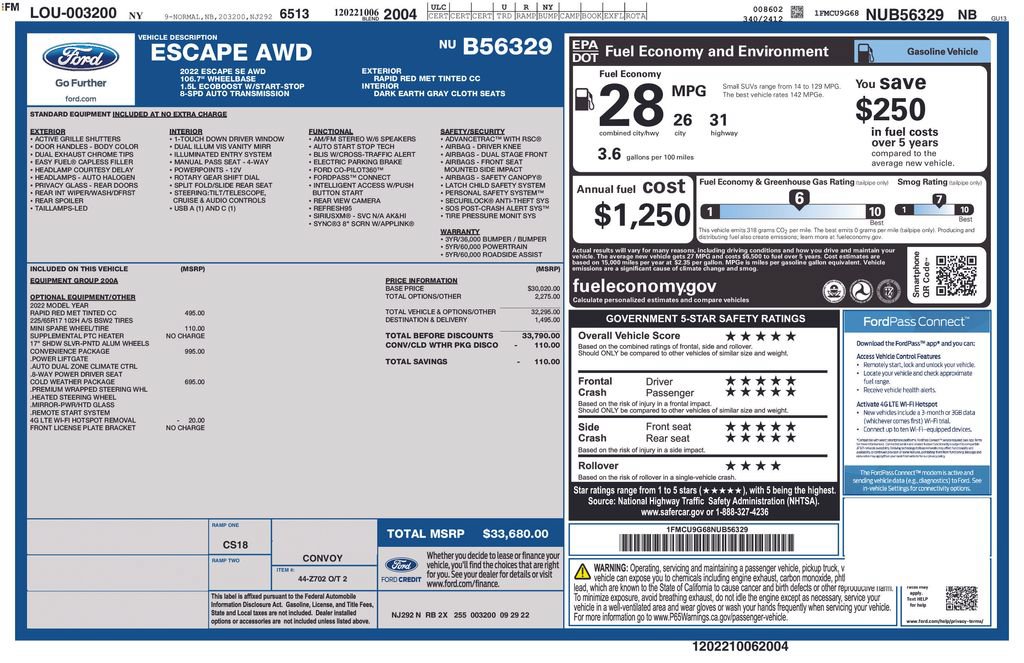 Used 2022 Ford Escape SE w/ Convenience Package AWD/4WD image 33