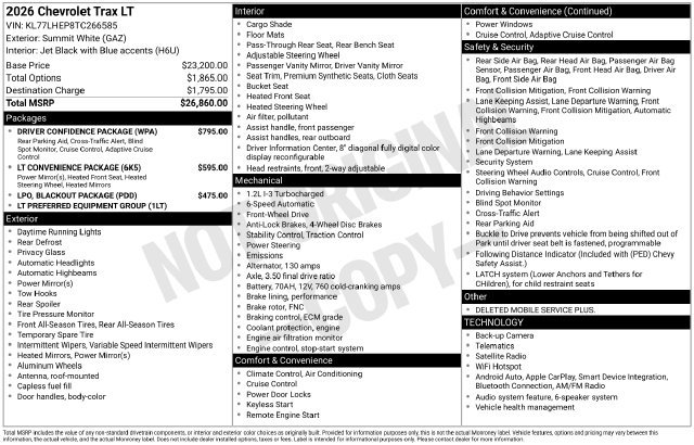 New 2026 Chevrolet Trax LT w/ Driver Confidence Package FWD image 6