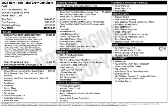 New 2026 RAM 1500 Rebel w/ Rebel Level 2 Equipment Group image 33