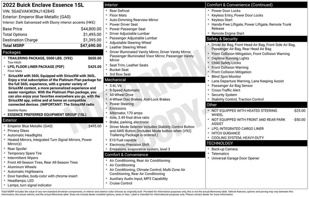 Used 2022 Buick Enclave Essence w/ Trailering Package, 5000 lbs. AWD/4WD image 4