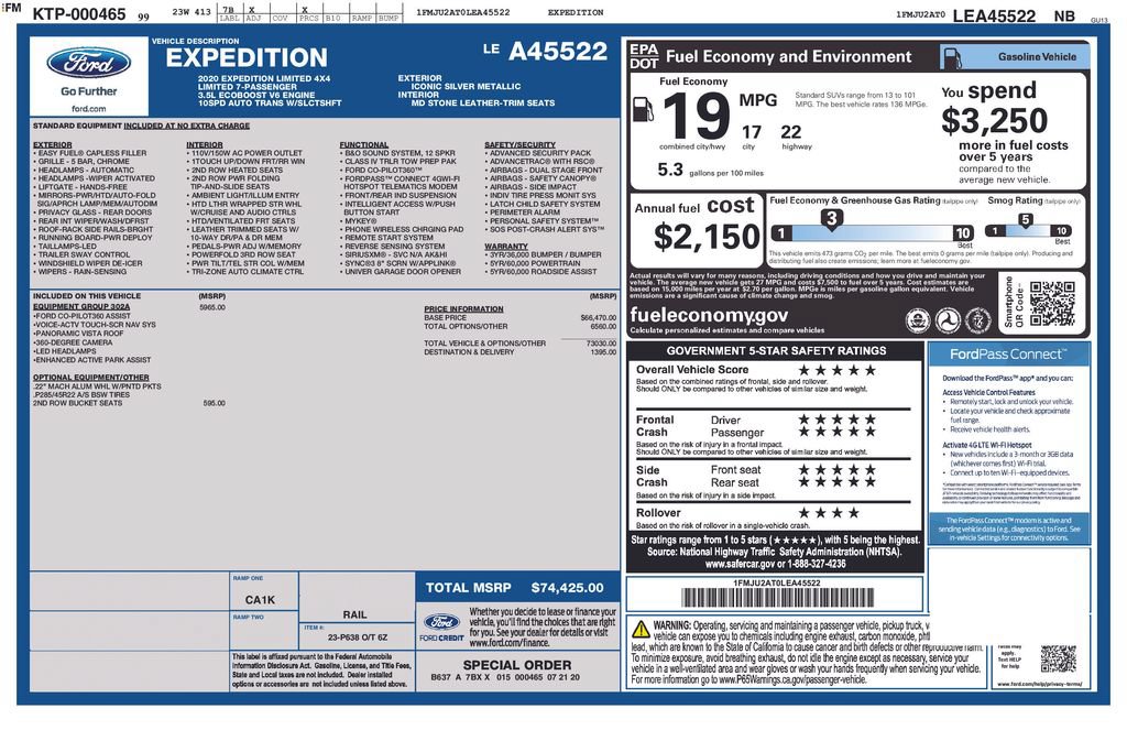 Used 2020 Ford Expedition Limited w/ Equipment Group 302A AWD/4WD image 35