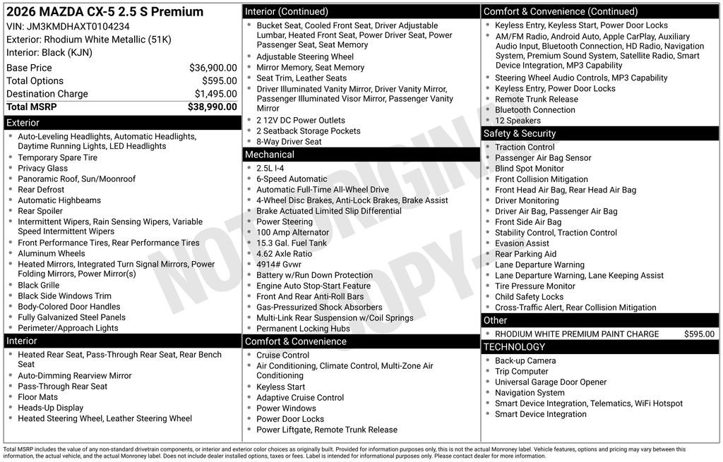 New 2026 MAZDA CX-5 2.5 S w/ Premium Package image 35