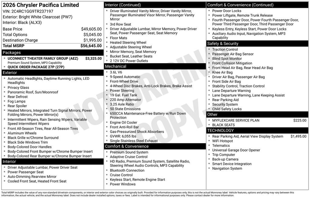 New 2026 Chrysler Pacifica Limited w/ Uconnect Theater Family Group FWD image 26
