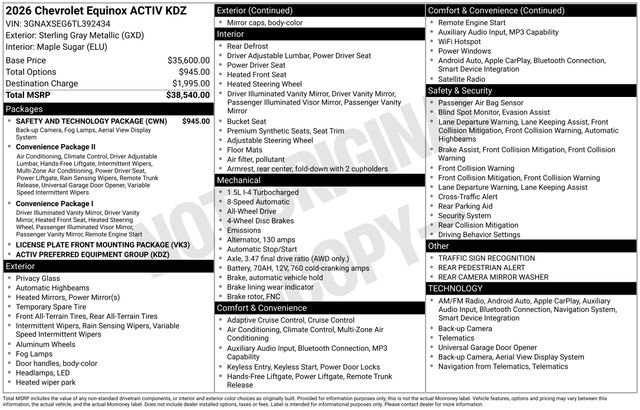 New 2026 Chevrolet Equinox ACTIV w/ Safety and Technology Package AWD/4WD image 4
