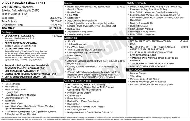 Used 2022 Chevrolet Tahoe LT w/ LT Signature Package AWD/4WD image 4