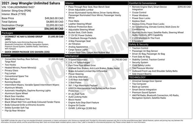 Used 2021 Jeep Wrangler Unlimited Sahara w/ Uconnect 4C Nav & Sound Group image 26