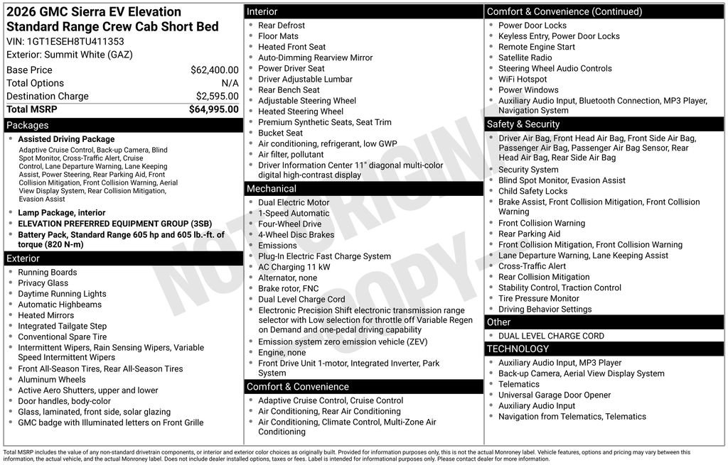 New 2026 GMC Sierra EV Elevation AWD/4WD image 4