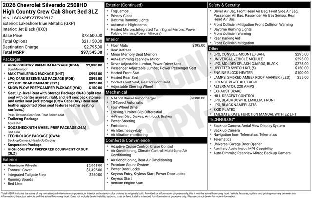 New 2026 Chevrolet Silverado 2500 High Country w/ High Country Premium Package AWD/4WD image 17