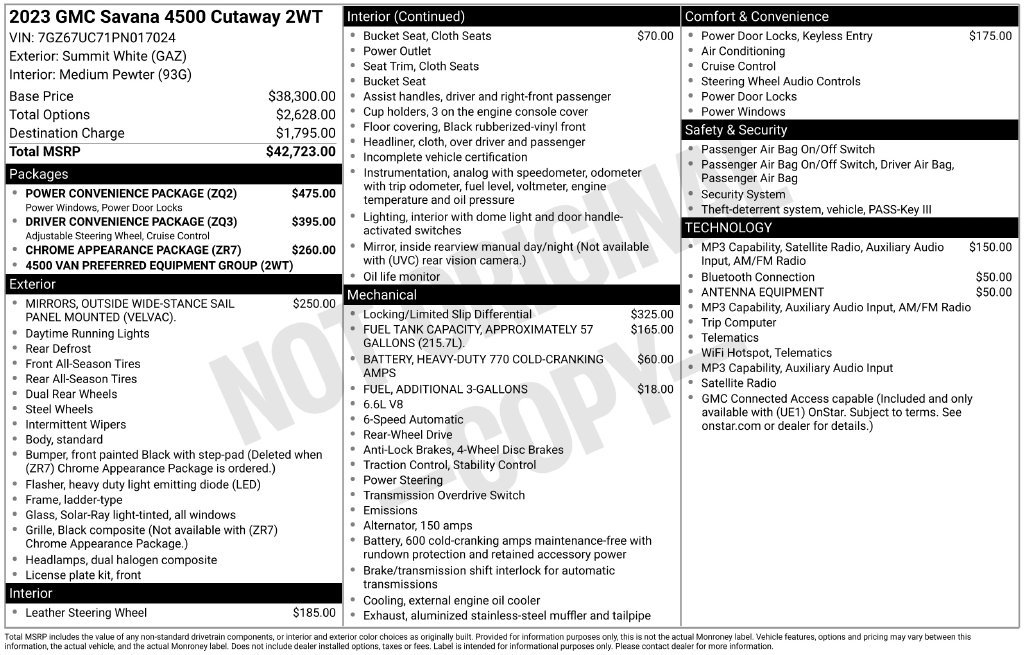 Used 2023 GMC Savana 4500 w/ Power Convenience Package RWD image 6