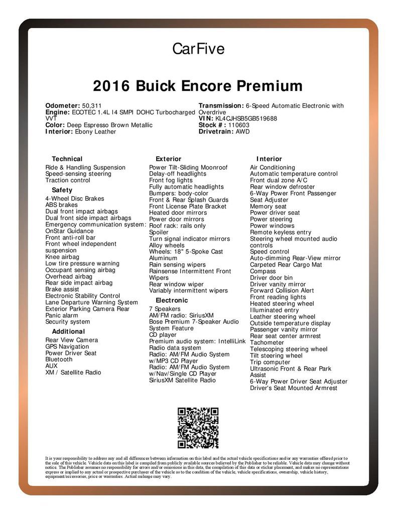 Used 2016 Buick Encore Premium AWD/4WD image 31