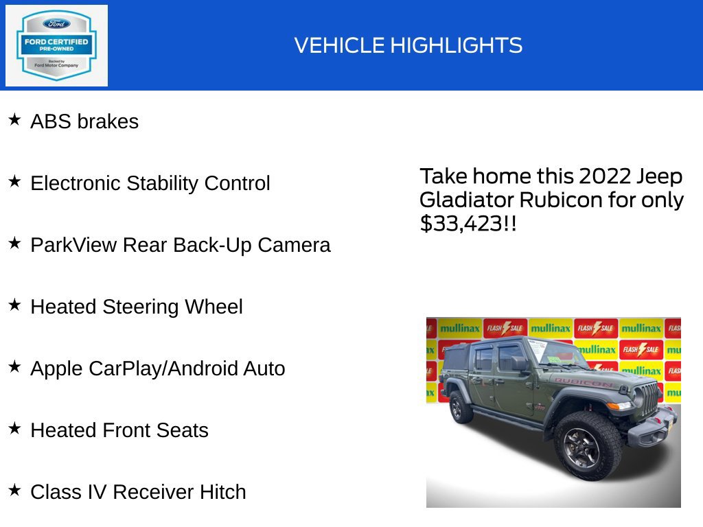 Used 2022 Jeep Gladiator Rubicon w/ Cold Weather Group AWD/4WD image 19
