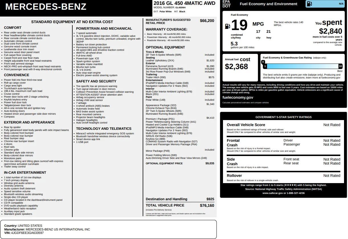 Used 2016 Mercedes-Benz GL 450 4MATIC image 64