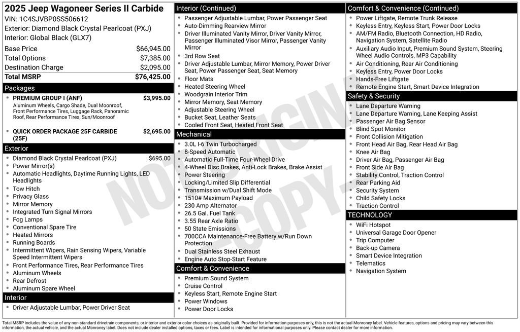 New 2025 Jeep Wagoneer Series II w/ Premium Group I image 41