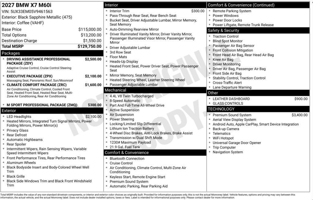 Certified 2027 BMW X7 M60i AWD/4WD image 6