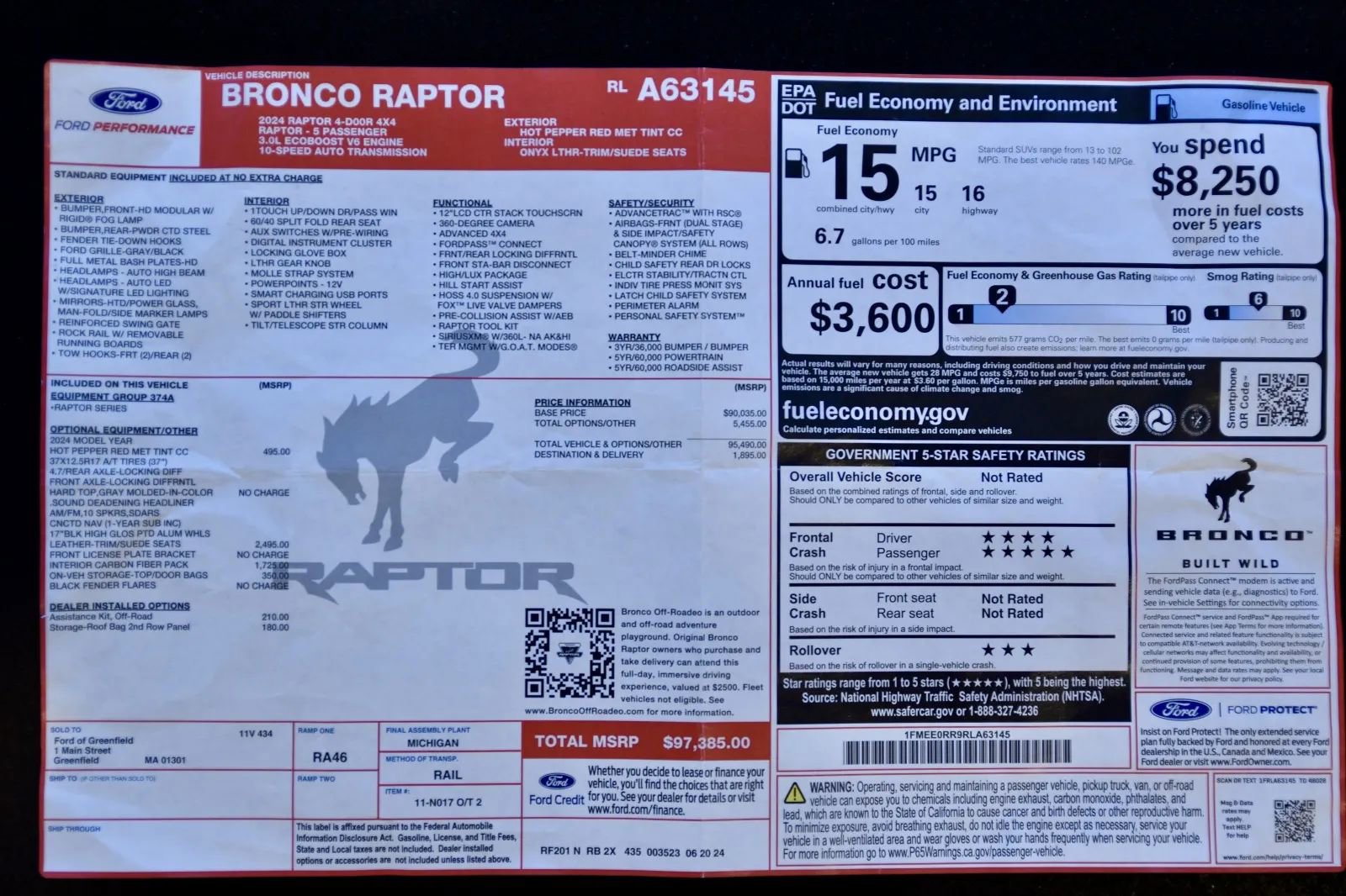 Used 2024 Ford Bronco Raptor w/ Interior Carbon Fiber Pack 6 image 37