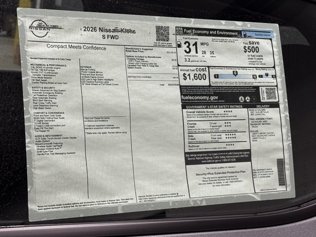 New 2026 Nissan Kicks S w/ Charging Package FWD image 25