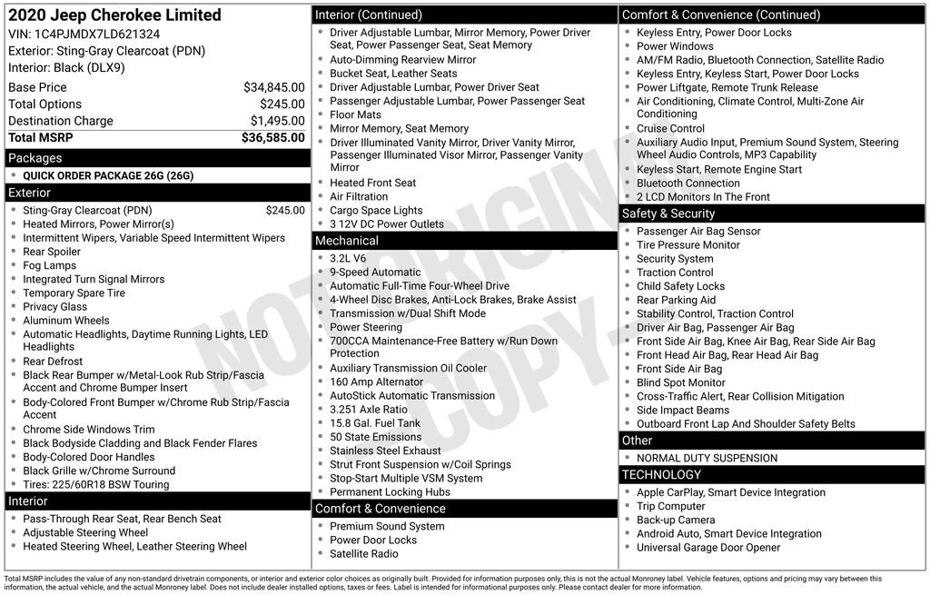 Used 2020 Jeep Cherokee Limited image 41