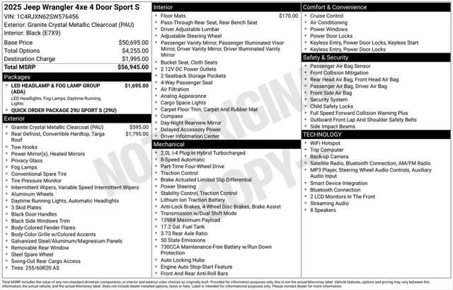 Certified 2025 Jeep Wrangler Unlimited Sport S 4xe w/ LED Headlamp & Fog Lamp Group AWD/4WD image 9