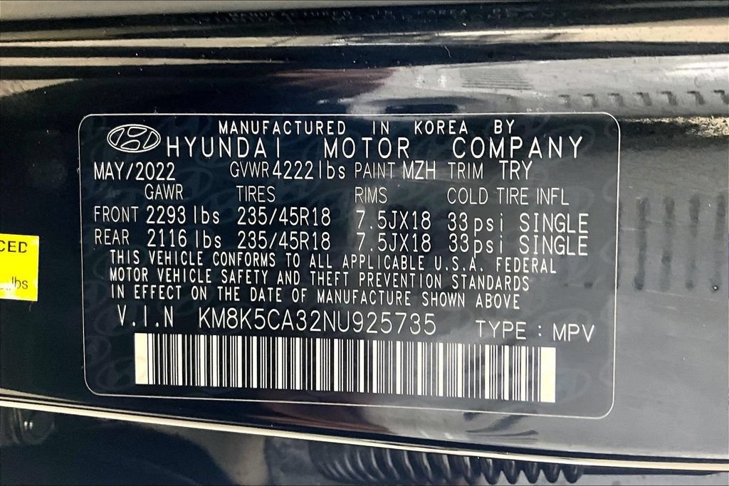 Certified 2022 Hyundai Kona Limited AWD/4WD image 33