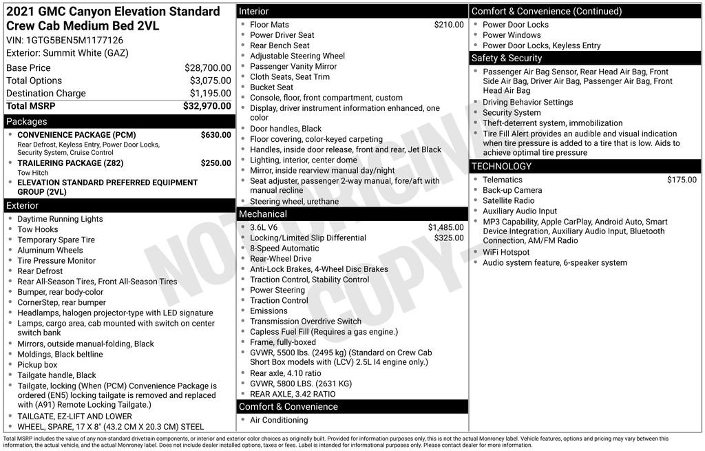 Used 2021 GMC Canyon Elevation Standard w/ Convenience Package RWD image 12