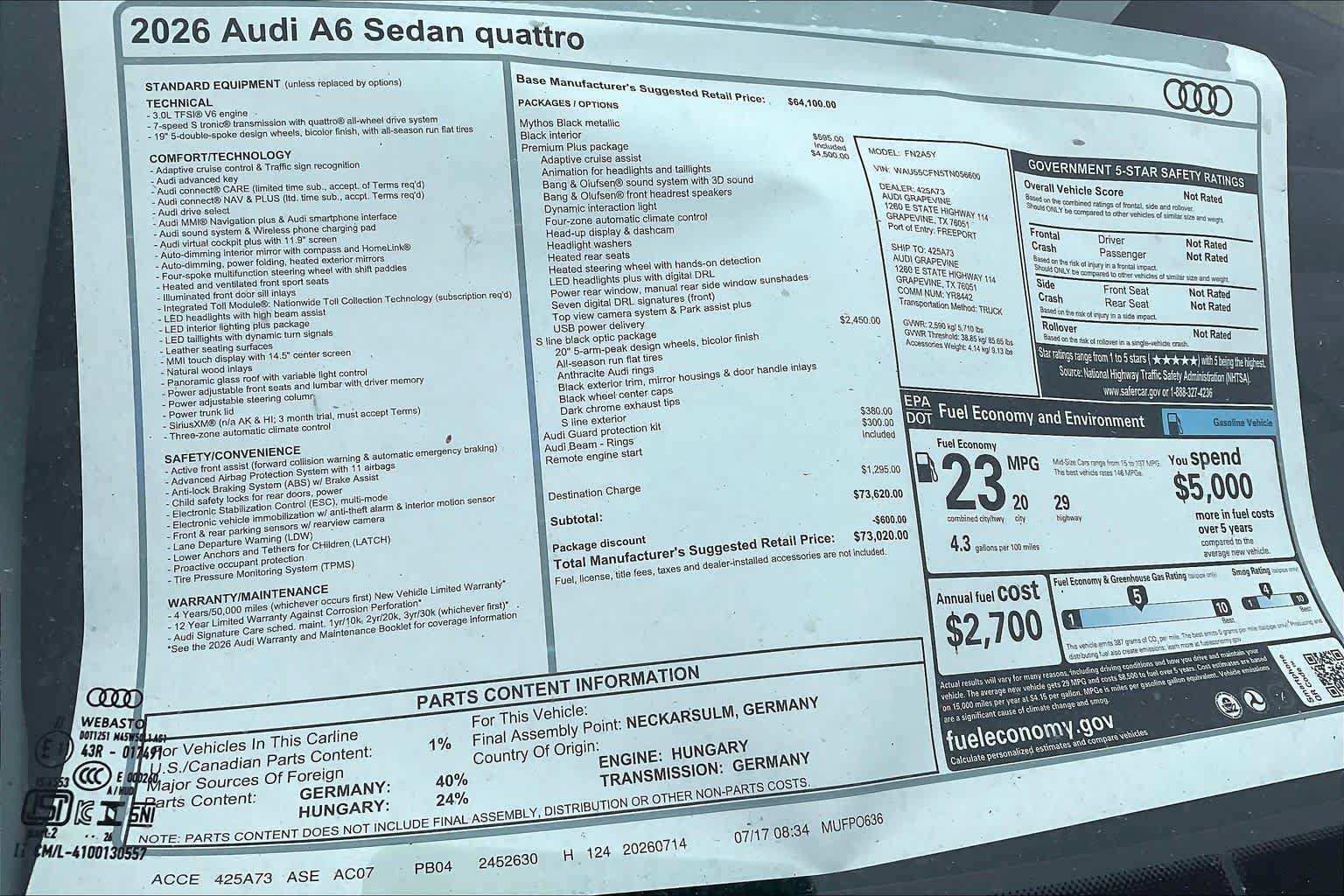 New 2026 Audi A6 Premium Plus AWD/4WD image 19