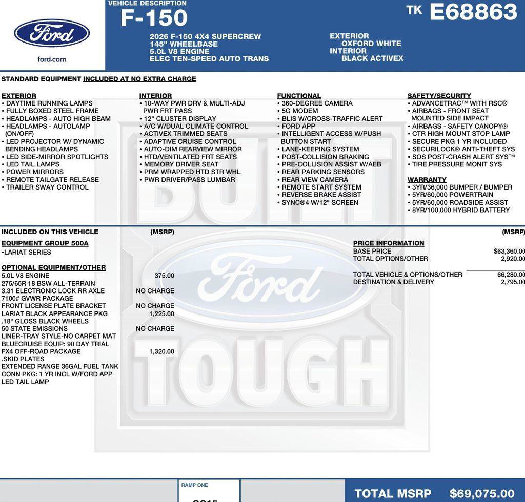 New 2026 Ford F150 Lariat w/ FX4 Off-Road Package AWD/4WD image 2