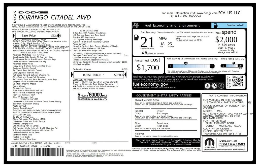 Used 2022 Dodge Durango Citadel image 48