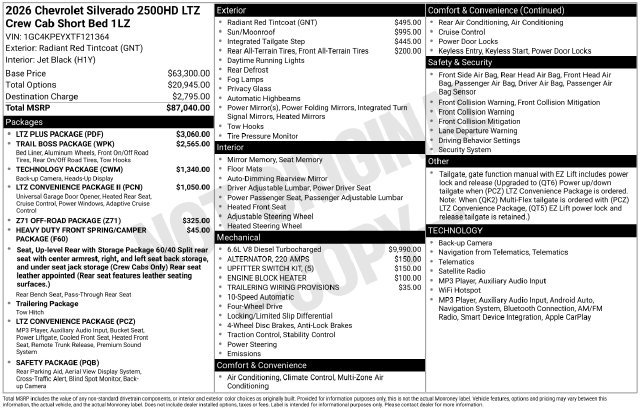 New 2026 Chevrolet Silverado 2500 LTZ w/ LTZ Plus Package AWD/4WD image 4