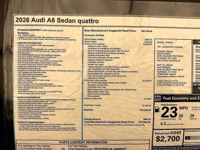 New 2026 Audi A6 Premium Plus AWD/4WD image 17
