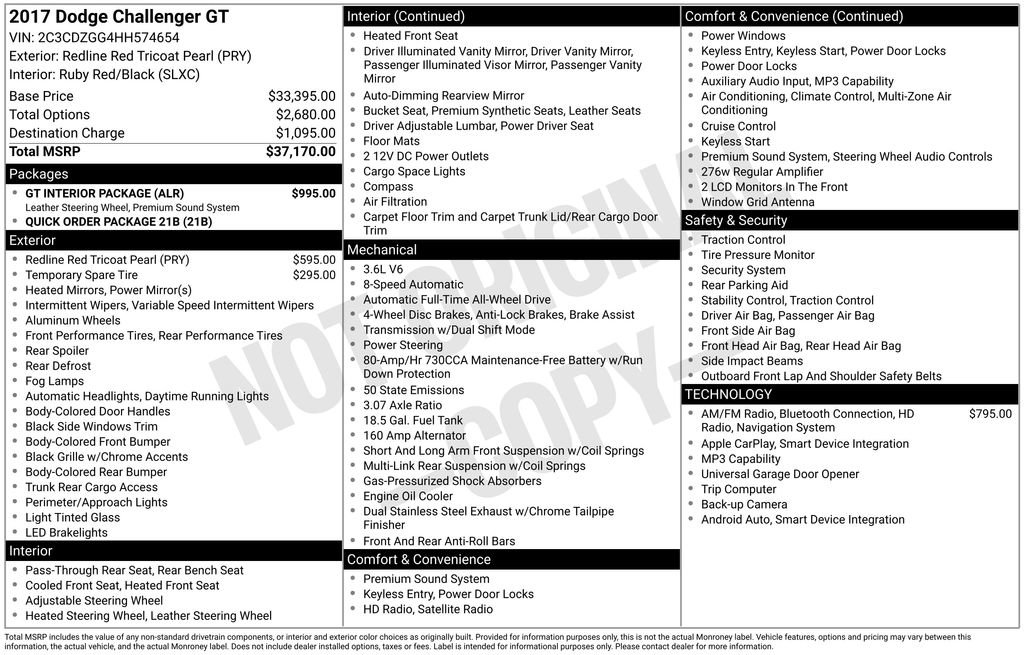 Used 2017 Dodge Challenger GT w/ GT Interior Package AWD/4WD image 2