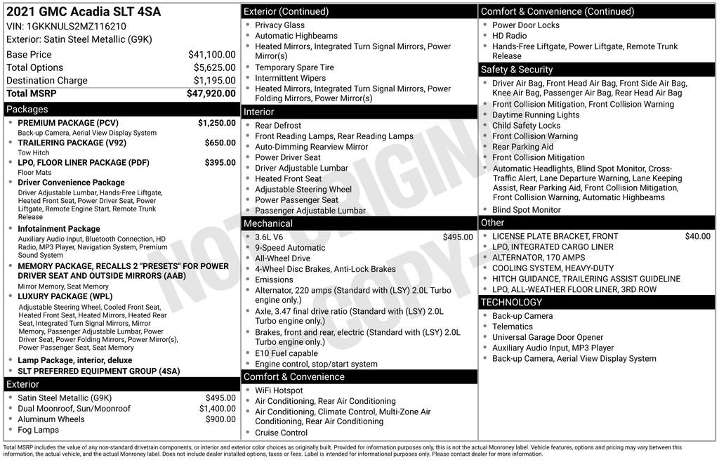 Used 2021 GMC Acadia SLT w/ Premium Package image 9