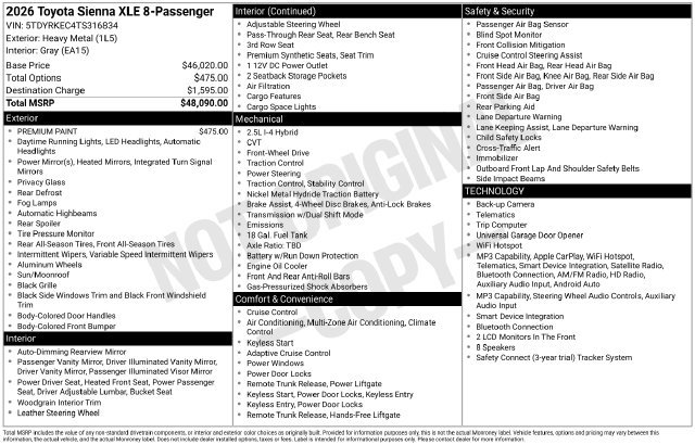 Certified 2026 Toyota Sienna XLE FWD image 36