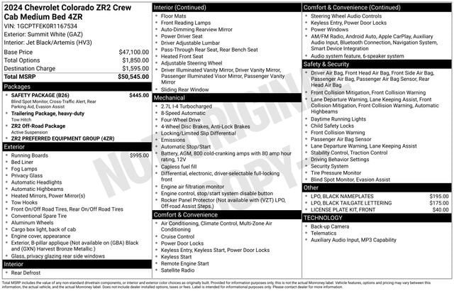 Used 2024 Chevrolet Colorado ZR2 w/ Safety Package AWD/4WD image 45