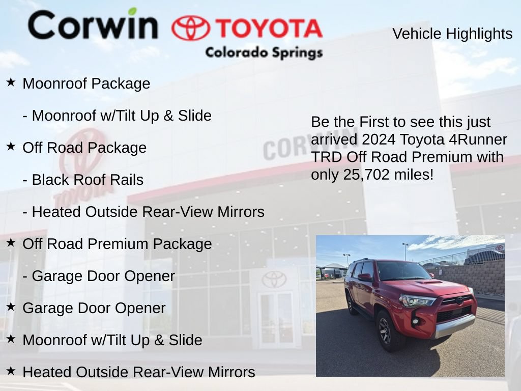 Used 2024 Toyota 4Runner TRD Off-Road Premium w/ Moonroof Package AWD/4WD image 4
