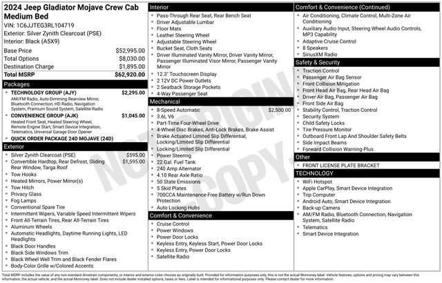 Used 2024 Jeep Gladiator Mojave w/ Technology Group image 5