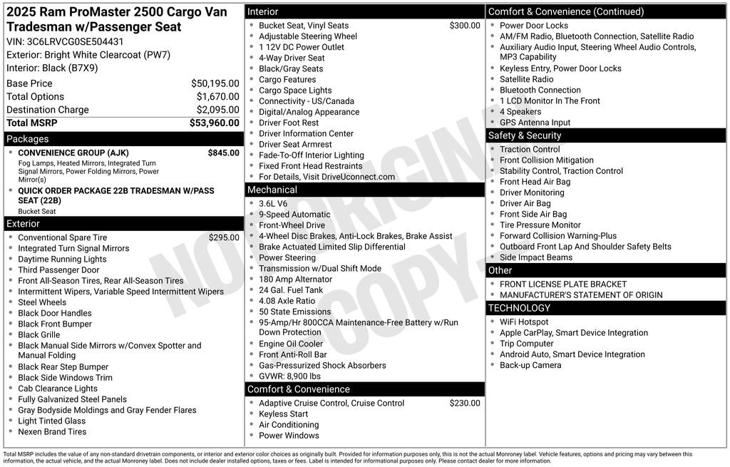 Used 2025 RAM ProMaster 2500 w/ Convenience Group FWD image 15