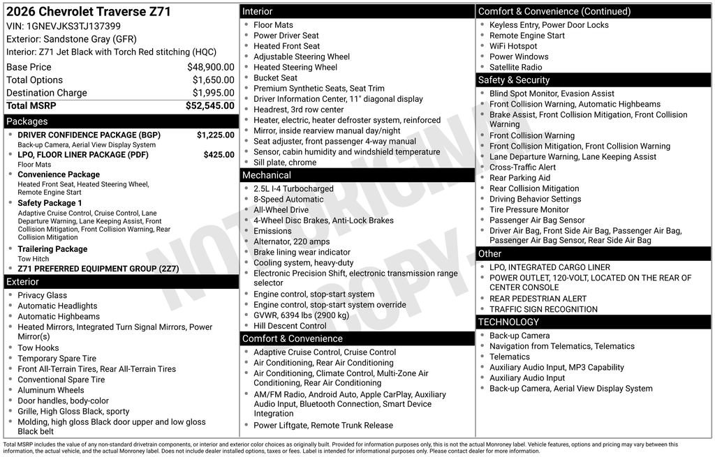 Used 2026 Chevrolet Traverse Z71 w/ Driver Confidence Package AWD/4WD image 33