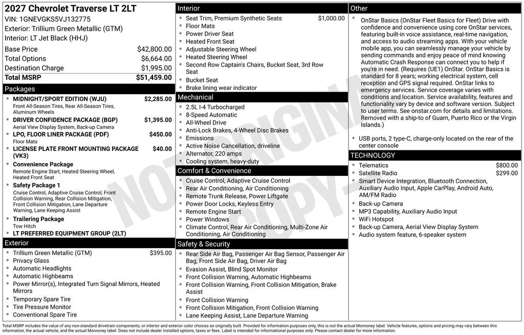 New 2027 Chevrolet Traverse LT w/ Midnight/Sport Edition AWD/4WD image 41