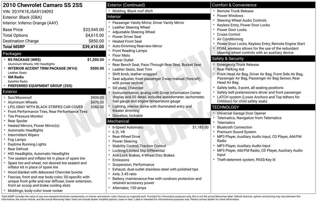 Used 2010 Chevrolet Camaro SS w/ RS Package RWD image 29